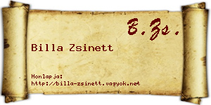 Billa Zsinett névjegykártya